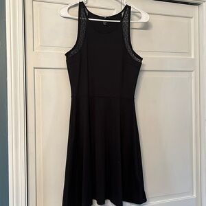 H & M fit and flare black dress S